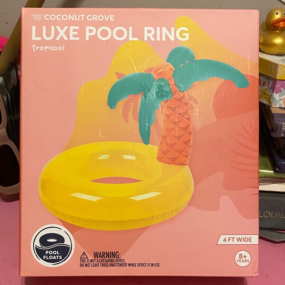 NIP, Coconut Grove Luxe Pool Ring Tropicool Pool Float W/ Palm Tree